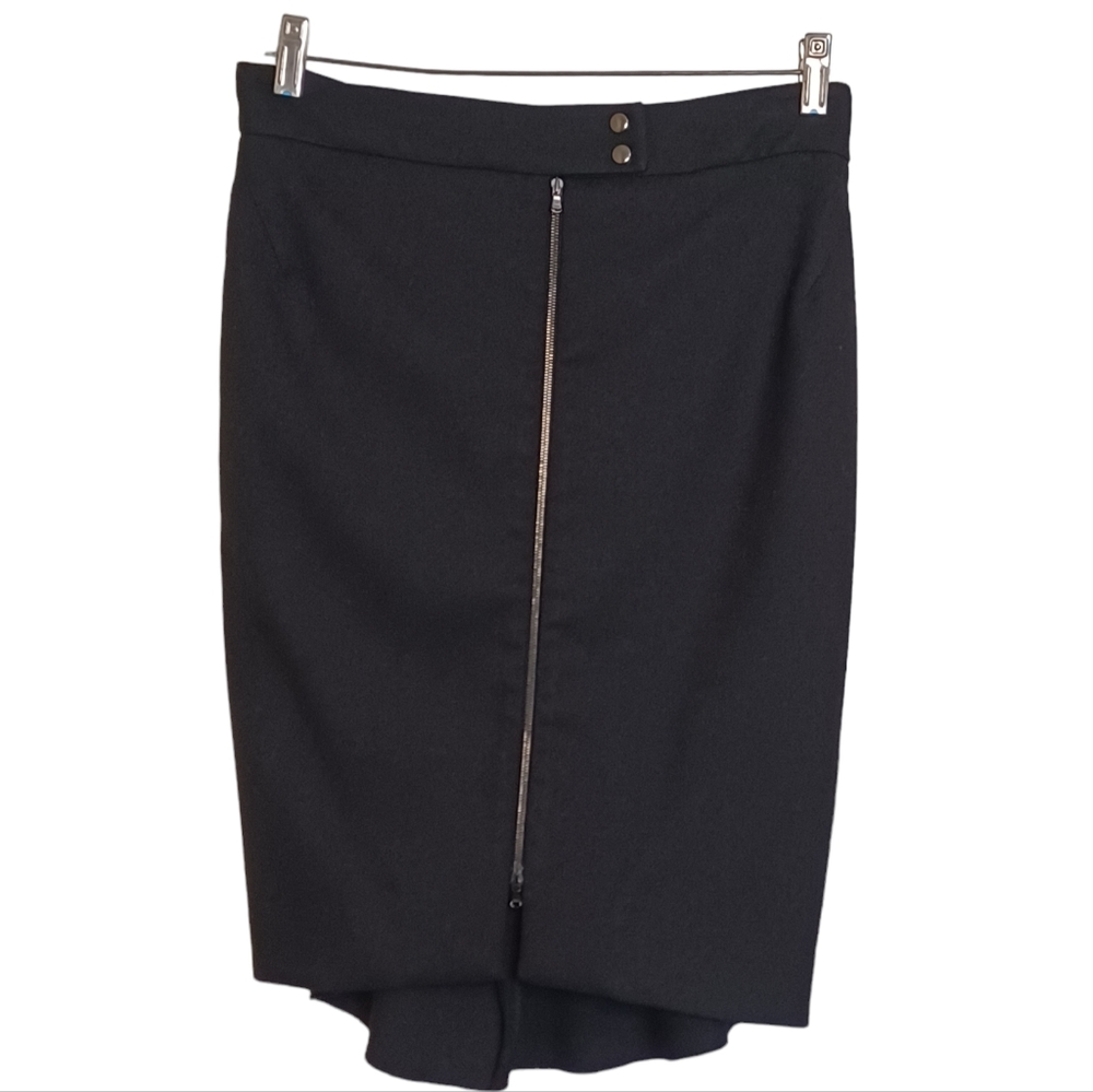 L'Agence Front Zip Pencil Straight Skirt Women's Sz 6 Black Career Minimalist
